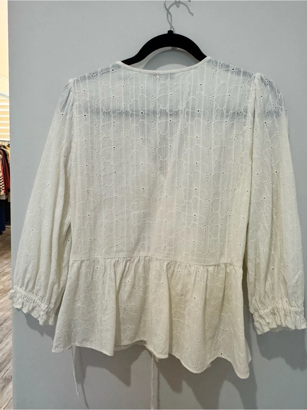 Madewell Eyelet Wrap Peplum Top